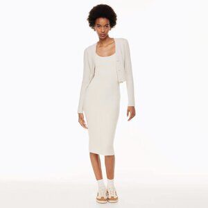 Wilfred Free Womens Hush Knit Chenille Tank Sweater Ribbed Dress Beige Small